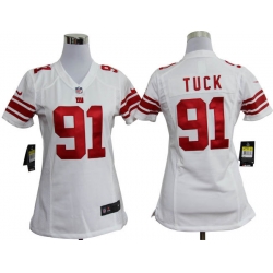 Women Nike New York Giants 91 Justin Tuck White Jerseys