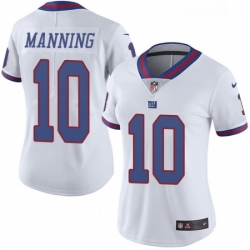 Womens Nike New York Giants 10 Eli Manning Limited White Rush Vapor Untouchable NFL Jersey