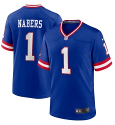 Youth New York Giants 1 Malik Nabers Royal 2024 F U S E Throwback Limited Stitched Jersey