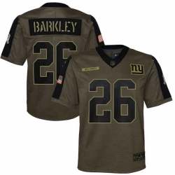 Youth New York Giants Saquon Barkley Nike Olive 2021 Salute To Service Game Jersey