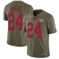 Youth Nike Giants #24 Eli Apple Olive Stitched NFL Limited 2017 Salute to Service Jersey