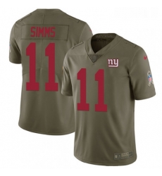 Youth Nike New York Giants 11 Phil Simms Limited Olive 2017 Salute to Service NFL Jersey