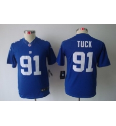 Youth Nike New York Giants 91# Justin Tuck Blue Limited Jerseys