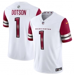 Men Washington Commanders 1 Jahan Dotson White 2023 F U S E  Vapor Limited Stitched Football Jersey