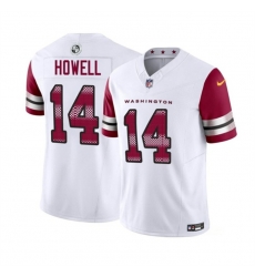 Men Washington Commanders 14 Sam Howell White 2023 F U S E  Vapor Limited Stitched Football Jersey