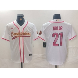 Men Washington Commanders 21 Sean Taylor White With Patch Cool Base Stitched Baseball Jersey