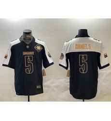 Men Washington Commanders 5 Jayden Daniels Black Gold 2024 F U S E  90th Anniversary Vapor Limited Stitched Football Jersey