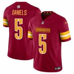 Men Washington Commanders 5 Jayden Daniels Burgundy 2024 Draft F U S E Vapor Limited Stitched Football Jersey