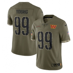 Men Washington Commanders 99 Chase Young Olive 2022 Salute To Service Limited Stitched Jersey