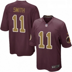 Mens Nike Washington Redskins 11 Alex Smith Game Burgundy RedGold Number Alternate 80TH Anniversary NFL Jersey