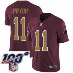 Mens Nike Washington Redskins 11 Terrelle Pryor Burgundy RedGold Number Alternate 80TH Anniversary Vapor Untouchable Limited Stitched 100th anniversary Nec