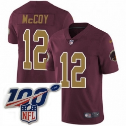 Mens Nike Washington Redskins 12 Colt McCoy Burgundy RedGold Number Alternate 80TH Anniversary Vapor Untouchable Limited Stitched 100th anniversary Neck Pa