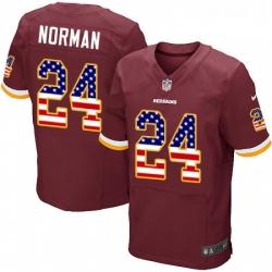 Mens Nike Washington Redskins 24 Josh Norman Elite Burgundy Red Home USA Flag Fashion NFL Jersey