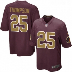 Mens Nike Washington Redskins 25 Chris Thompson Game Burgundy RedGold Number Alternate 80TH Anniversary NFL Jersey