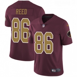 Mens Nike Washington Redskins 86 Jordan Reed Burgundy RedGold Number Alternate 80TH Anniversary Vapor Untouchable Limited Player NFL Jersey