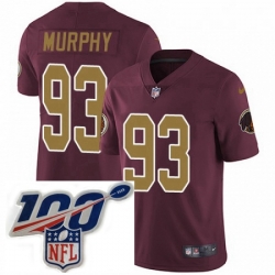 Mens Nike Washington Redskins 93 Trent Murphy Burgundy RedGold Number Alternate 80TH Anniversary Vapor Untouchable Limited Stitched 100th anniversary Neck 