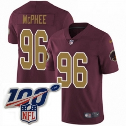 Mens Nike Washington Redskins 96 Pernell McPhee Burgundy Red Gold Number Alternate 80TH Anniversary Vapor Untouchable Limited Stitched 100th anniversary Ne