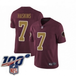 Mens Washington Redskins 7 Dwayne Haskins Burgundy Red Gold Number Alternate 80TH Anniversary Vapor Untouchable Limited Stitched 100th anniversary Neck Pat