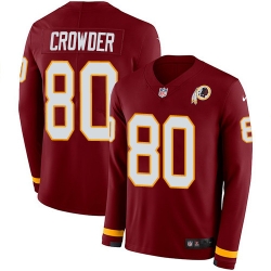 Nike Redskins #80 Jamison Crowder Burgundy Red Team Color Men Stitched NFL Limited Therma Long Sleeve Jersey