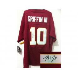 Nike Washington Redskins 10 Robert Griffin III Red Elite Signed NFL Jersey