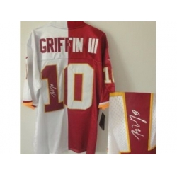 Nike Washington Redskins 10 Robert Griffin III Red White Elite Split Signed NFL Jersey