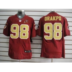 Nike Washington Redskins 98 Brian Orakpo Red Elite 80TH Patch Gold Number NFL Jersey