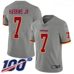 Redskins 7 Dwayne Haskins Jr Gray Men Stitched Football Limited Inverted Legend 100th Season Jersey