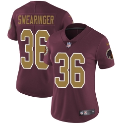 Nike Redskins #36 D J Swearinger Burgundy Red Alternate Womens Stitched NFL Vapor Untouchable Limited Jersey