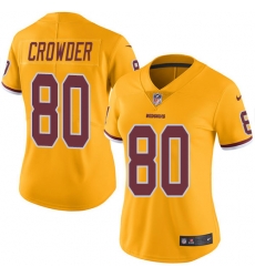 Nike Redskins #80 Jamison Crowder Gold Womens Stitched NFL Limited Rush Jersey