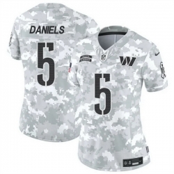 Women Washington Commanders 5 Jayden Daniels 2024 F U S E Arctic Camo Salute To Service