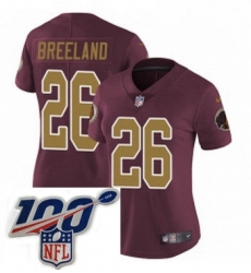 Womens Nike Washington Redskins 26 Bashaud Breeland Burgundy RedGold Number Alternate 80TH Anniversary Vapor Untouchable Limited Stitched 100th anniversary