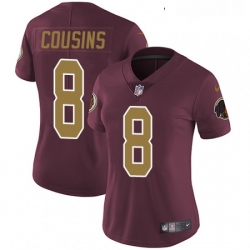 Womens Nike Washington Redskins 8 Kirk Cousins Burgundy RedGold Number Alternate 80TH Anniversary Vapor Untouchable Limited Player NFL Jersey