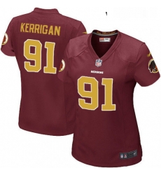 Womens Nike Washington Redskins 91 Ryan Kerrigan Game Burgundy RedGold Number Alternate 80TH Anniversary NFL Jersey