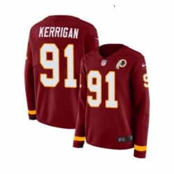 Womens Nike Washington Redskins 91 Ryan Kerrigan Limited Burgundy Therma Long Sleeve NFL Jersey