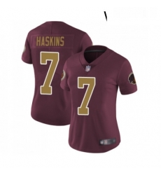 Womens Washington Redskins 7 Dwayne Haskins Burgundy Red Gold Number Alternate 80TH Anniversary Vapor Untouchable Limited Player Football Jersey