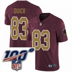 Youth Nike Washington Redskins 83 Brian Quick Burgundy RedGold Number Alternate 80TH Anniversary Vapor Untouchable Limited Stitched 100th anniversary Neck 