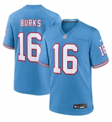 Men Tennessee Titans 16 Treylon Burks Light Blue Throwback Player Stitched Game Jersey