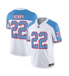 Men Tennessee Titans 22 Derrick Henry White Blue 2023 F U S E  Vapor Limited Throwback Stitched Football Jersey