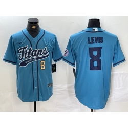 Men Tennessee Titans 8 Will Levis Blue With Patch Cool Base Stitched Baseball Jersey 2