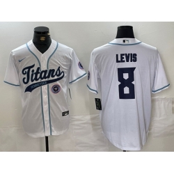 Men Tennessee Titans 8 Will Levis White With Patch Cool Base Stitched Baseball Jersey 1
