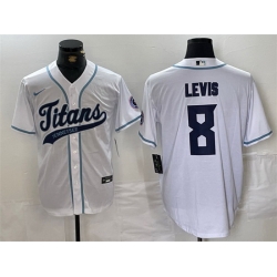 Men Tennessee Titans 8 Will Levis White With Patch Cool Base Stitched Baseball Jersey