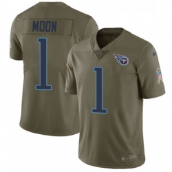 Mens Nike Tennessee Titans 1 Warren Moon Limited Olive 2017 Salute to Service NFL Jersey