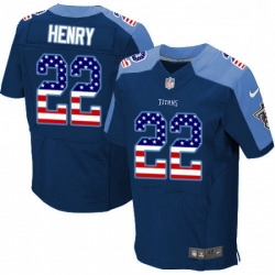 Mens Nike Tennessee Titans 22 Derrick Henry Elite Navy Blue Alternate USA Flag Fashion NFL Jersey