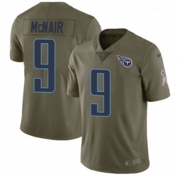 Mens Nike Tennessee Titans 9 Steve McNair Limited Olive 2017 Salute to Service NFL Jersey