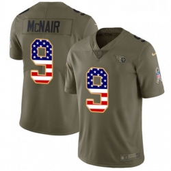 Mens Nike Tennessee Titans 9 Steve McNair Limited OliveUSA Flag 2017 Salute to Service NFL Jersey