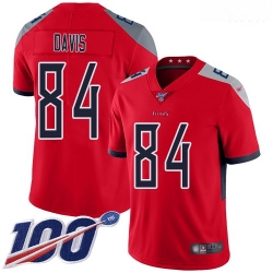 Nike Titans 84 Corey Davis Red Men Stitched Football Limited Inverted Legend 100th Season Jersey