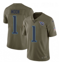 Youth Nike Tennessee Titans 1 Warren Moon Limited Olive 2017 Salute to Service NFL Jersey