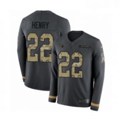 Youth Nike Tennessee Titans 22 Derrick Henry Limited Black Salute to Service Therma Long Sleeve NFL Jersey