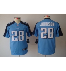 Youth Nike Tennessee Titans 28# Chris Johnson LT Blue Limited Jerseys