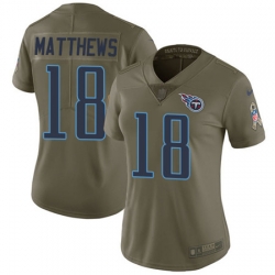 Nike Titans #18 Rishard Matthews Olive Womens Stitched NFL Limited 2017 Salute to Service Jersey